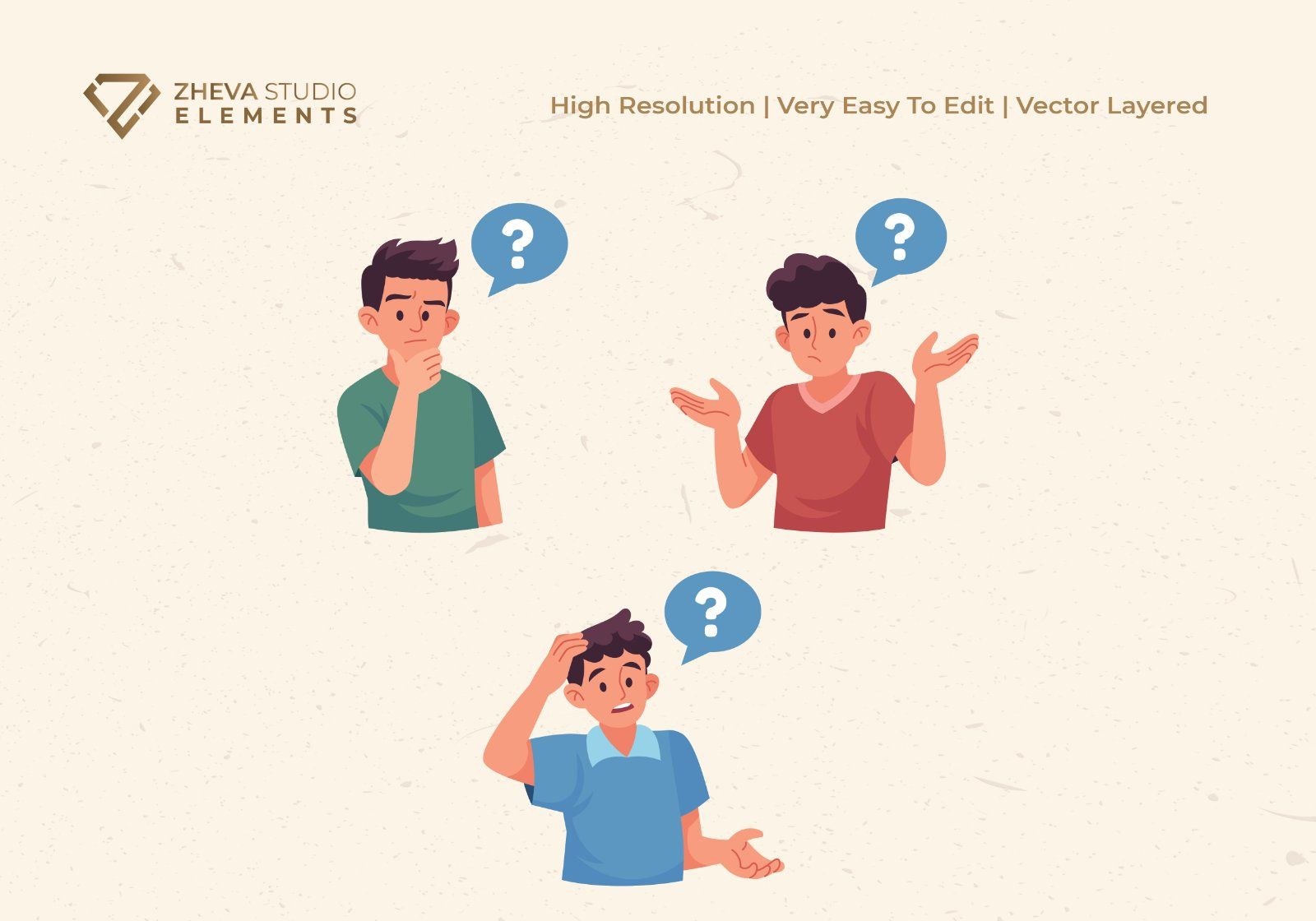 People with Questioning Marks Expression Set — image 4