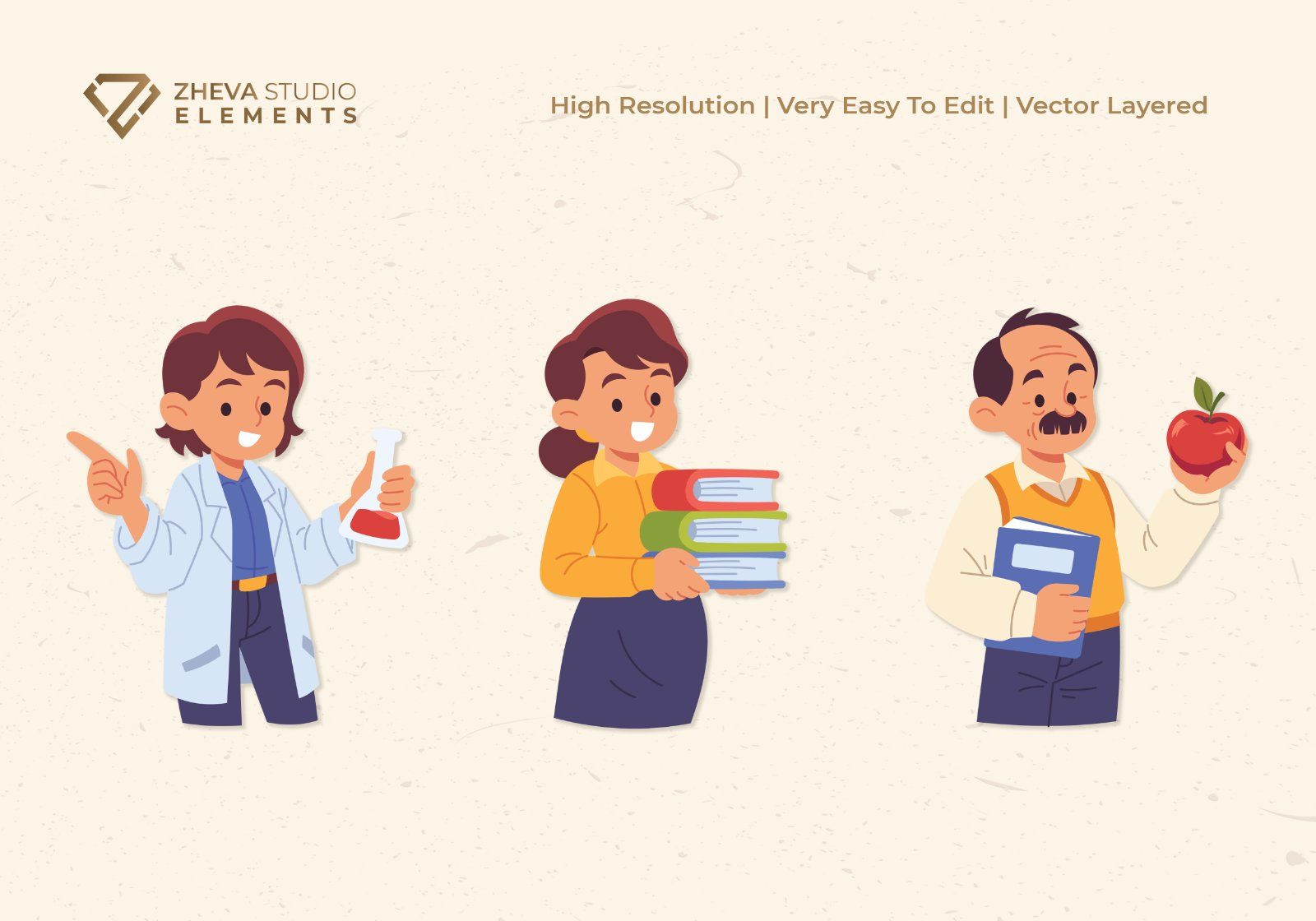 Premium Educator and Professional Characters Vector Illustration – 6 EPS & PNG Files — image 4