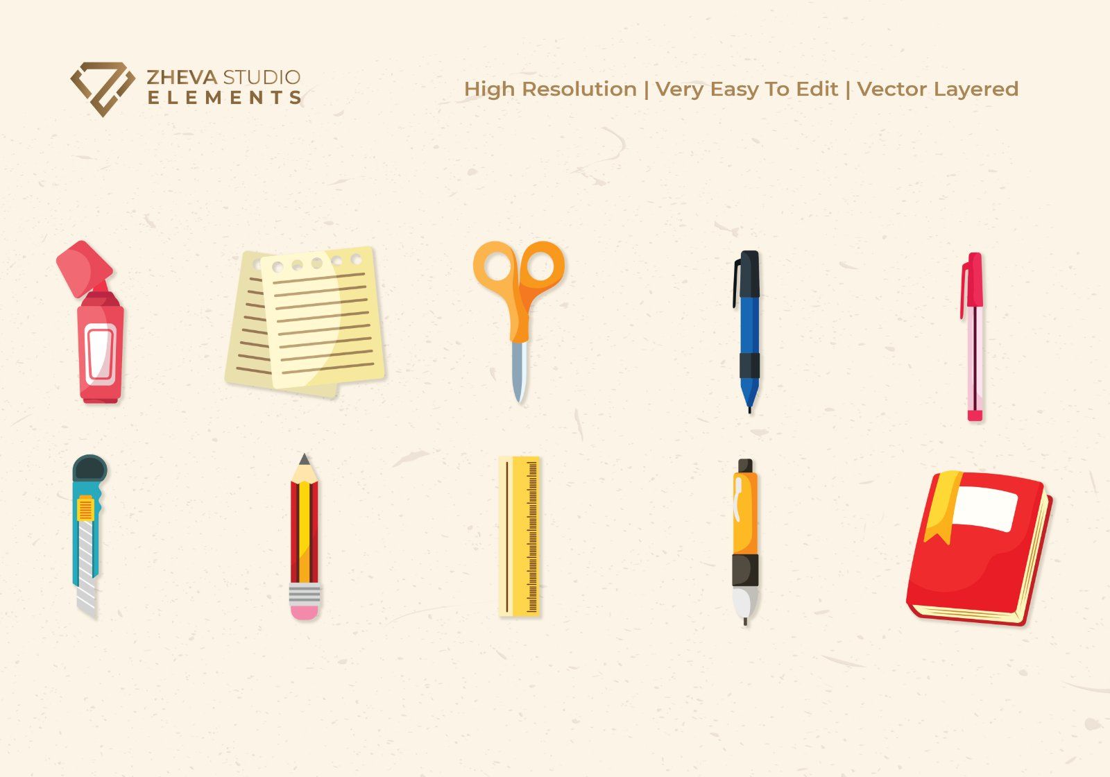 Premium Stationery School Vector Illustration – 20 EPS & PNG Files — image 4