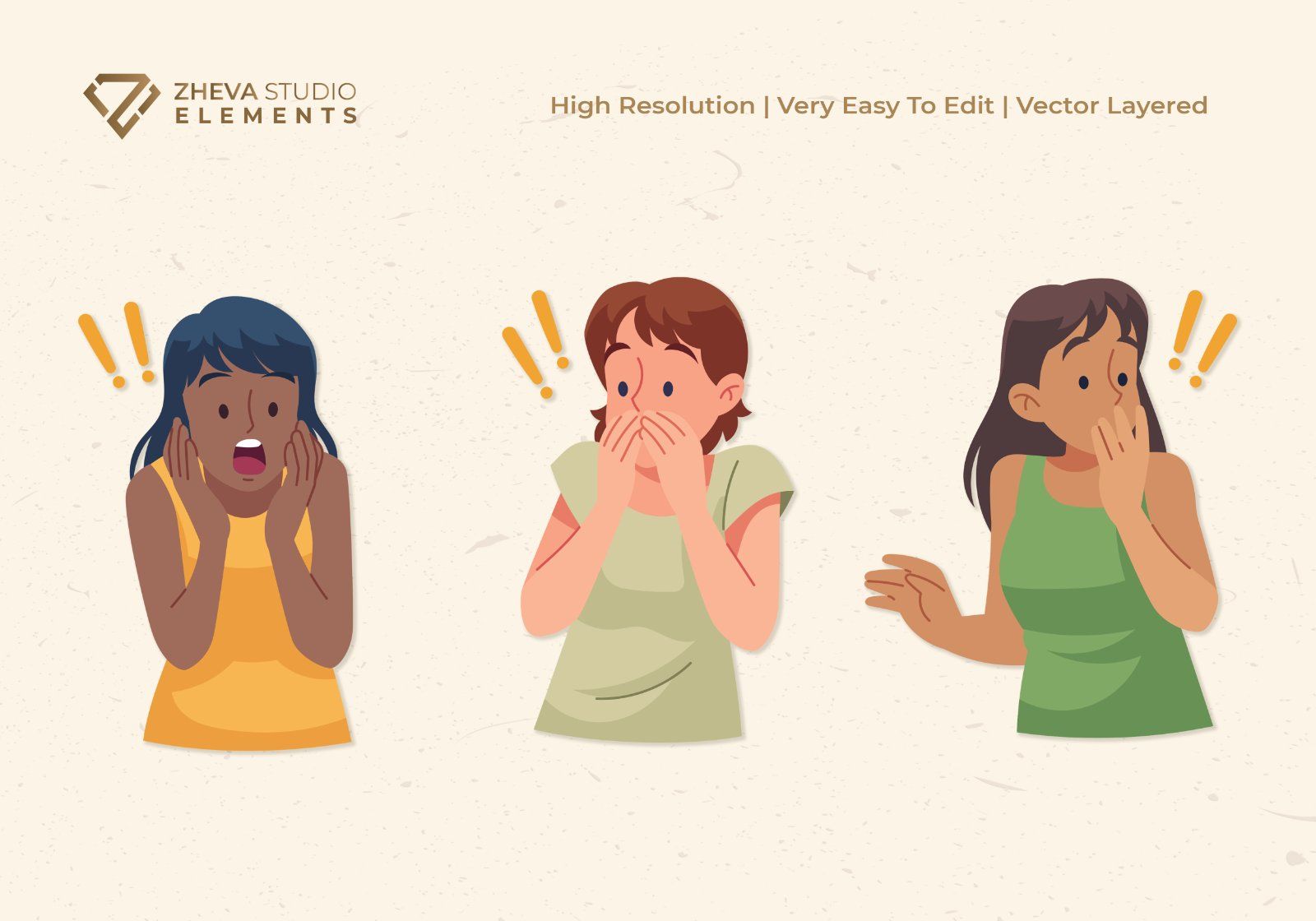 Premium Shocked Face Expressions Vector Illustration – 6 EPS & PNG Files — image 4