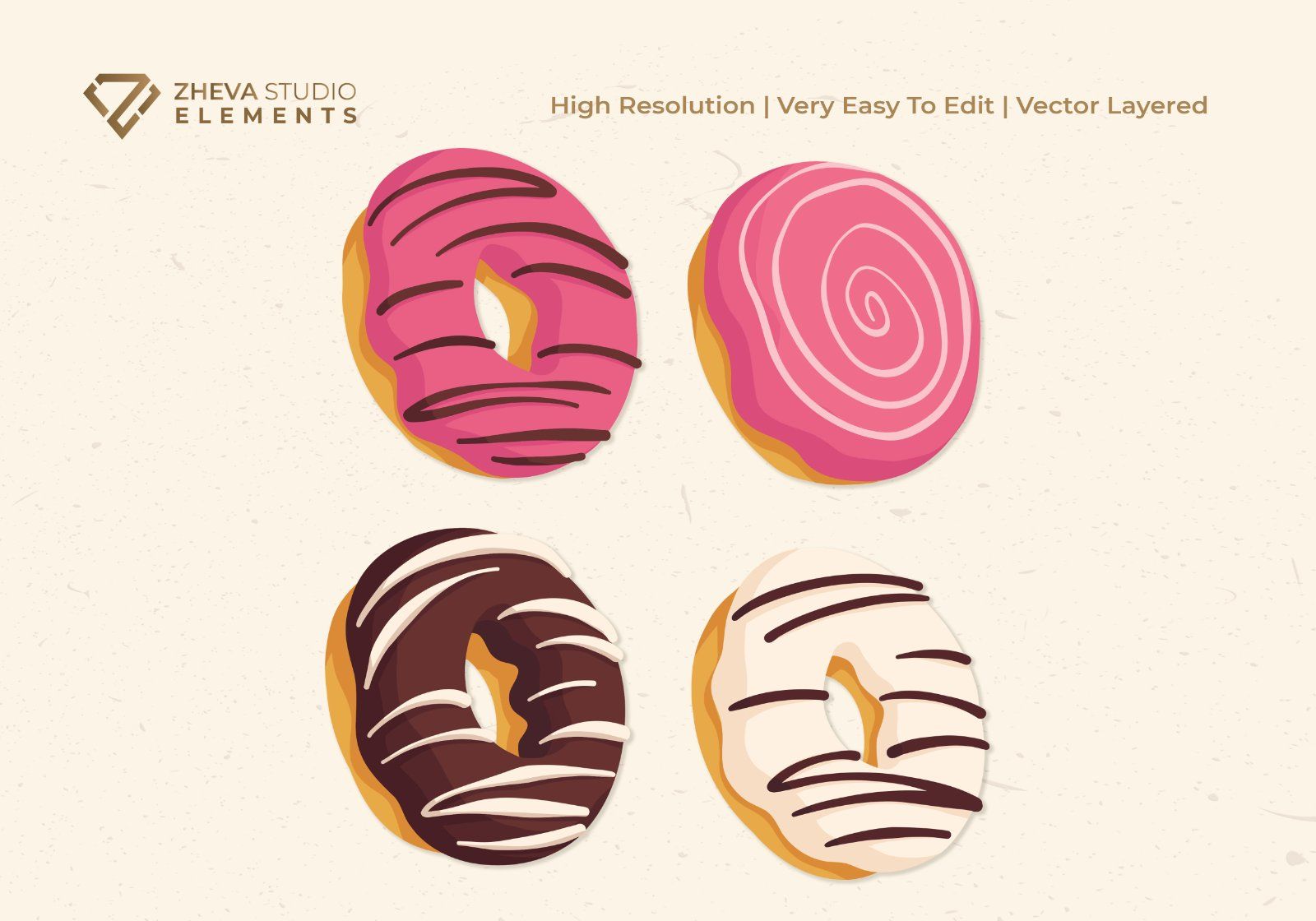 Premium Sweet Donuts Vector Illustration – 9 EPS & PNG Files — image 4