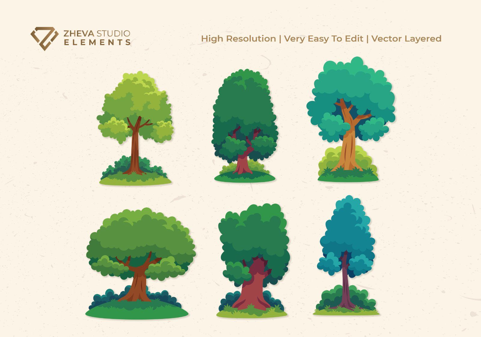 Premium Colorful Trees Pack Vector Illustration – 12 EPS & PNG Files — image 4