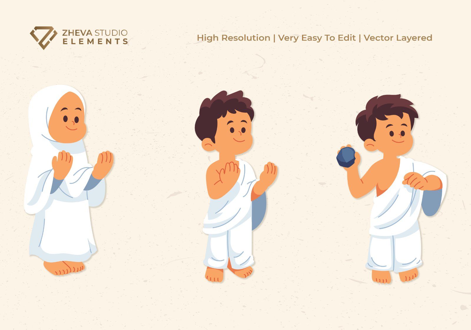 Premium Hajj Kids Character Vector Illustration – 6 EPS & PNG Files — image 4