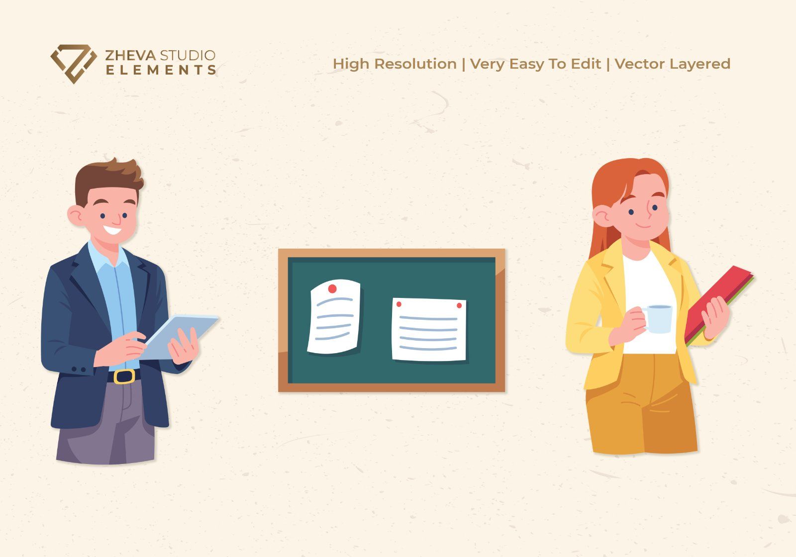 Premium Business People Working In Office Vector Illustration – 6 EPS & PNG Files — image 4