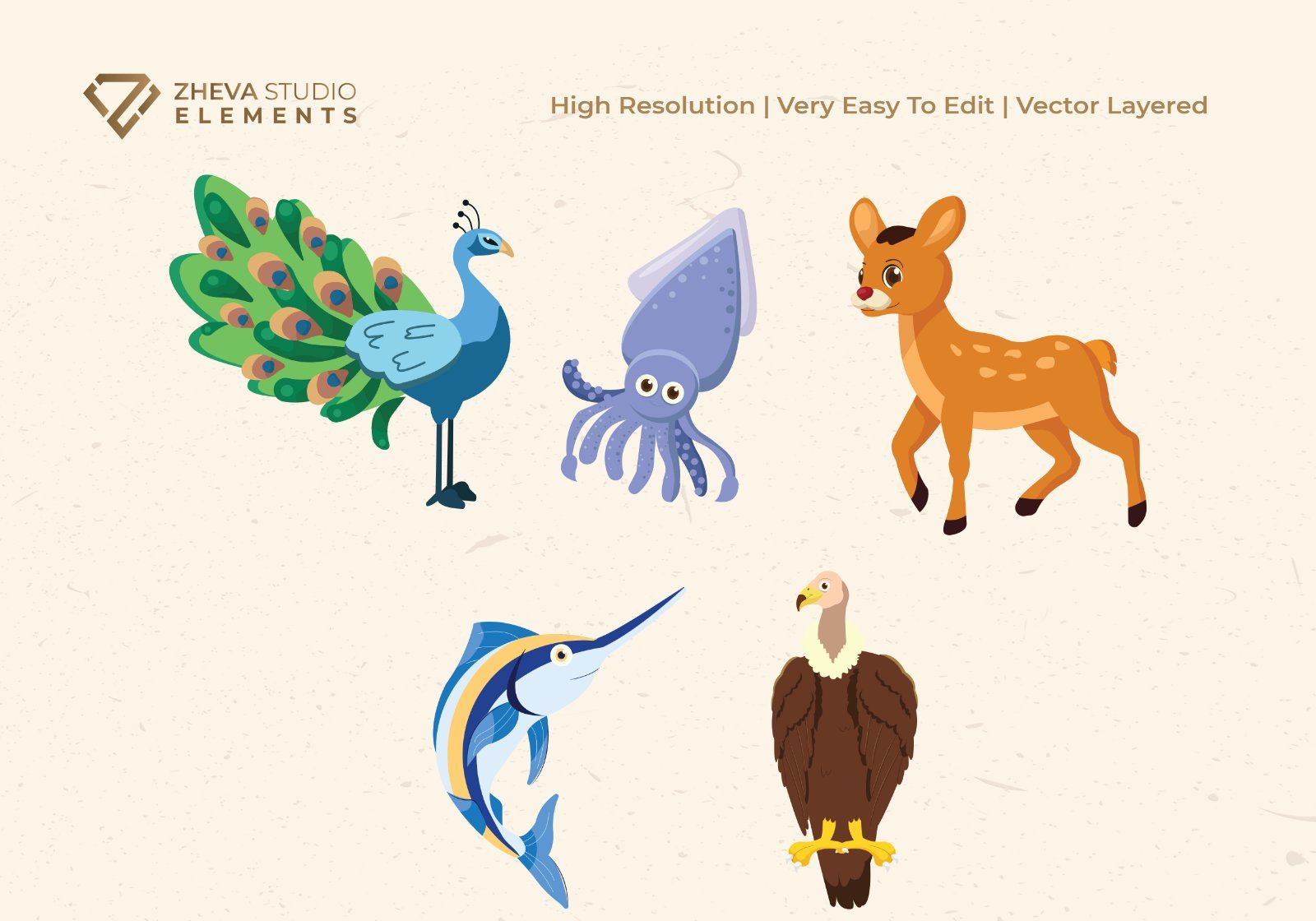 Premium wild forest animals Vector Illustration – 10 EPS & PNG Files — image 4
