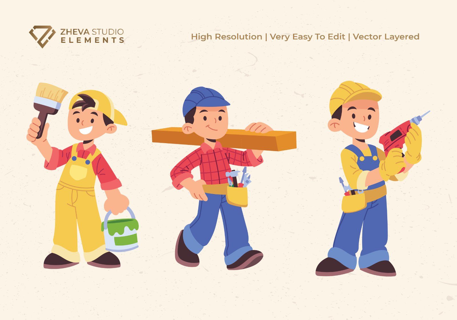 Premium Cartoon Contruction Workers Vector Illustration — image 4
