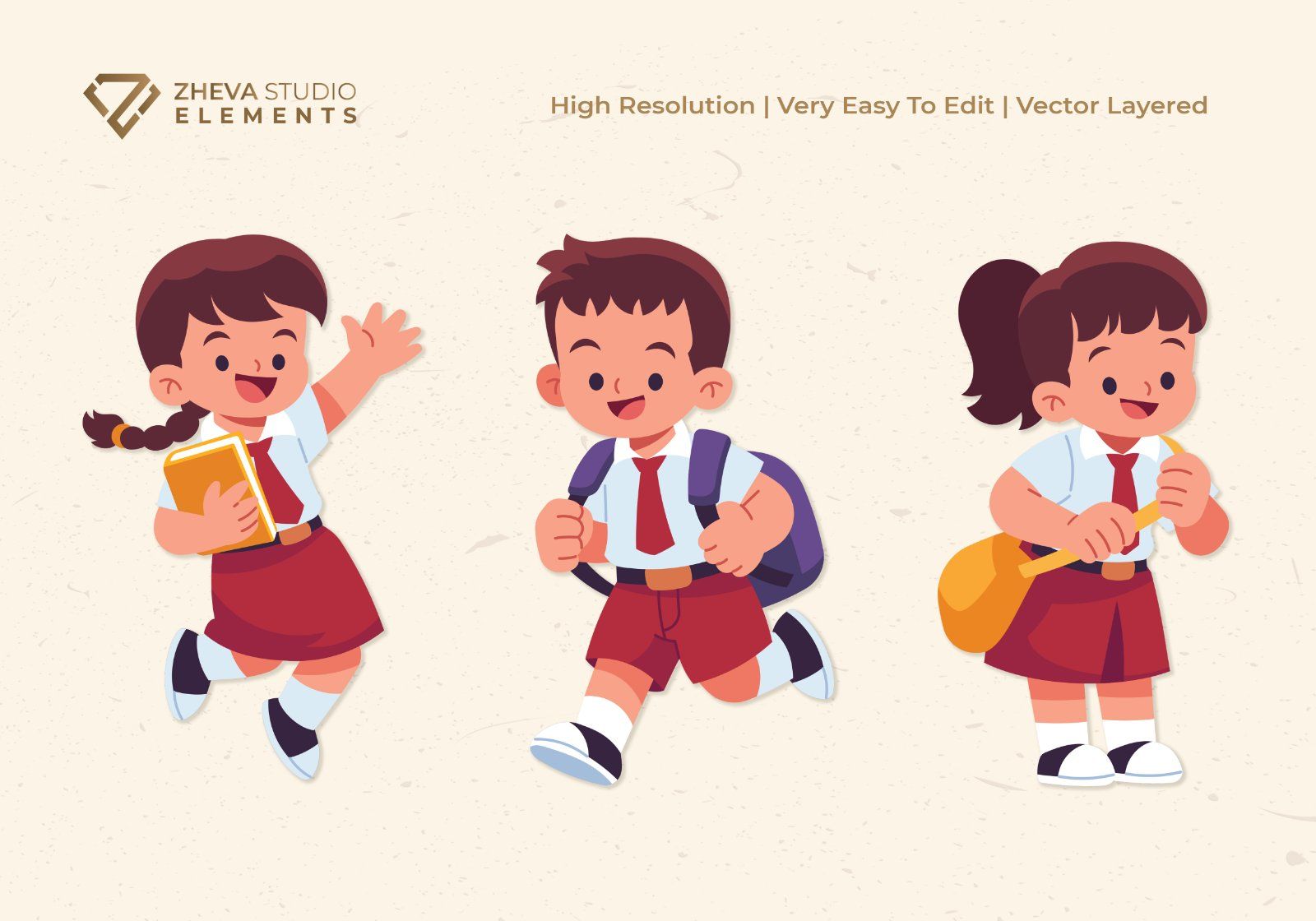Premium Cartoon Children Going to School Vector Illustration — image 4