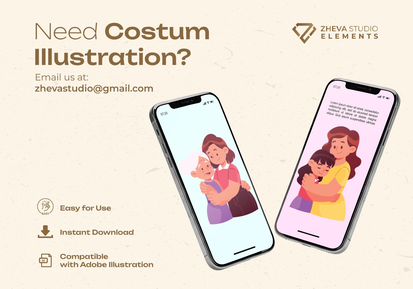 Premium Mother and Daugter Hug Vector Illustration – 6 EPS & PNG Files — image 5