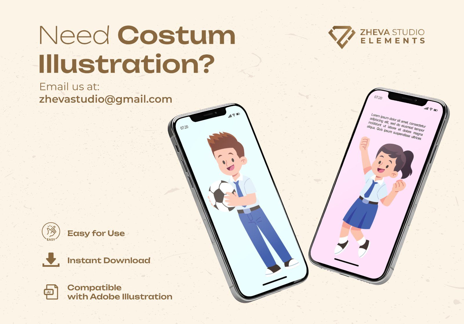 Premium Cute Students in Uniform Vector Illustration – 6 EPS & PNG Files — image 5