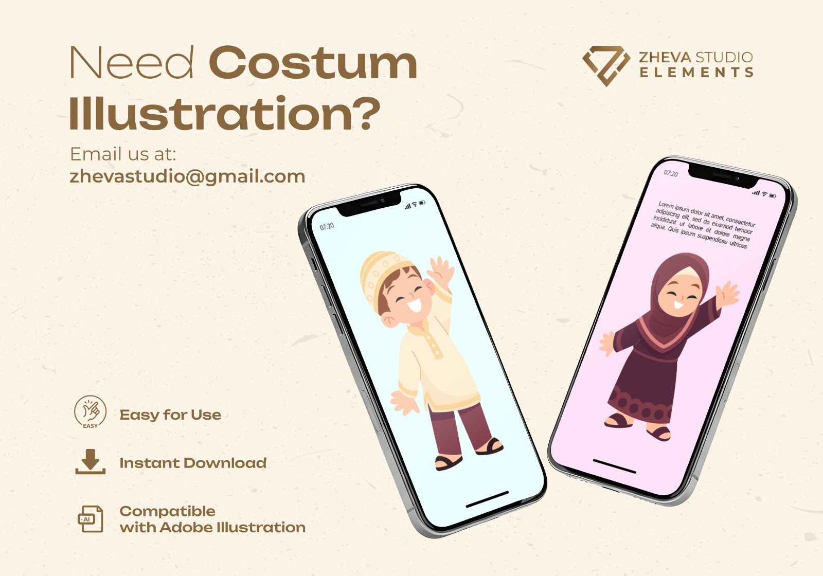Premium Muslim Kids Vector Illustration – 6 EPS & PNG Files — image 5
