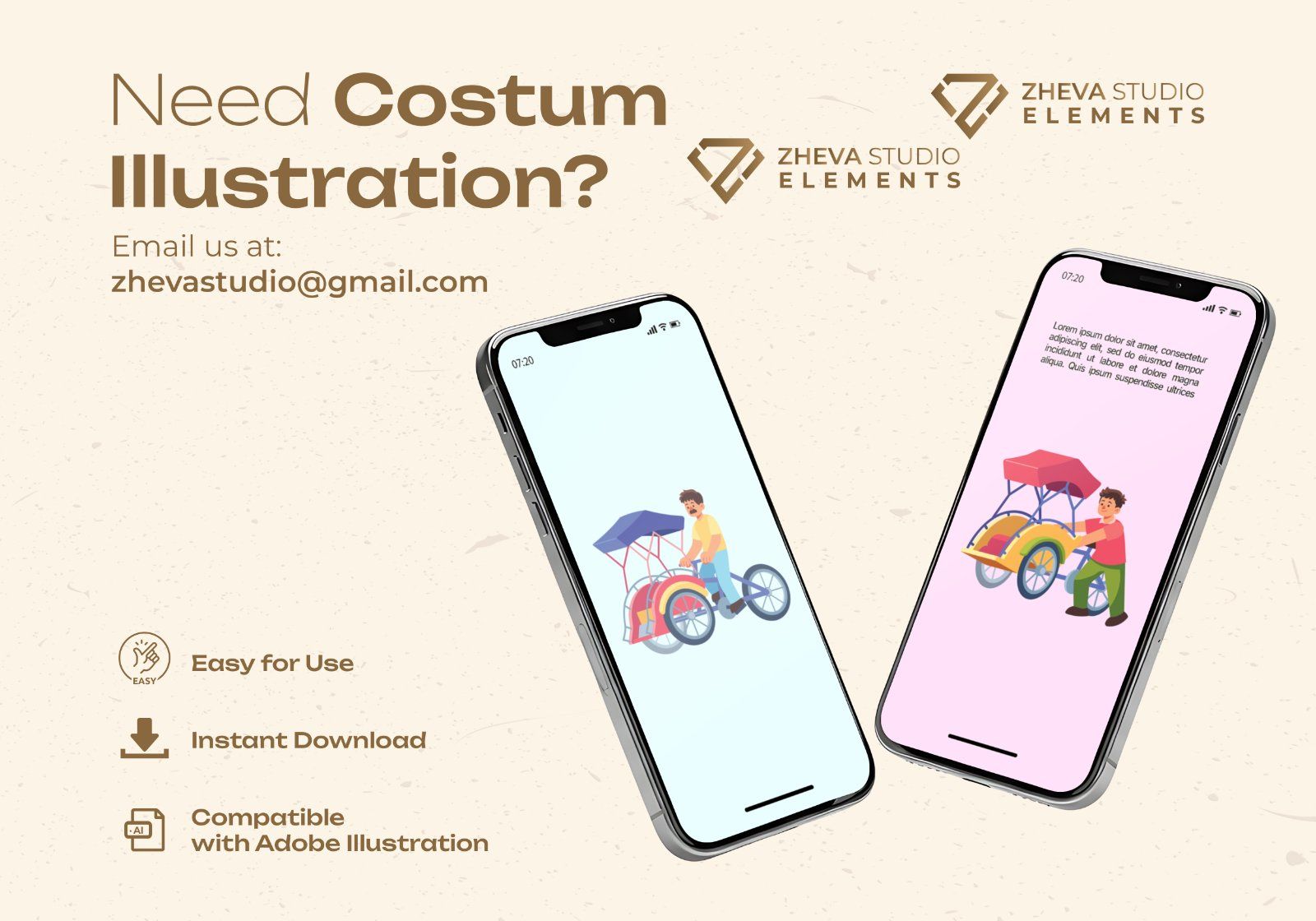 Premium Traditional Cycle Rickshaw Cartoon Vector Illustration — image 5
