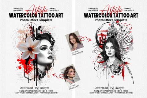 Artistic Watercolor Tattoo Art