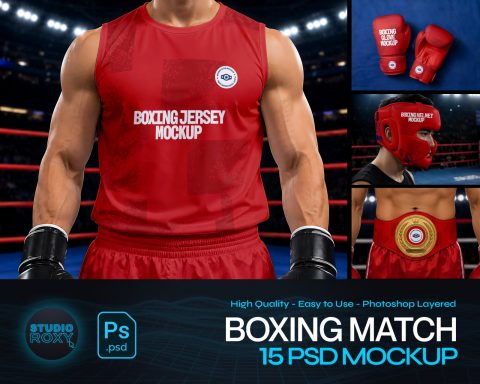Ultimate Boxing Match Branding Mockup Bundle – 15 Premium PSD Scenes for Combat Sports & Athletic Id