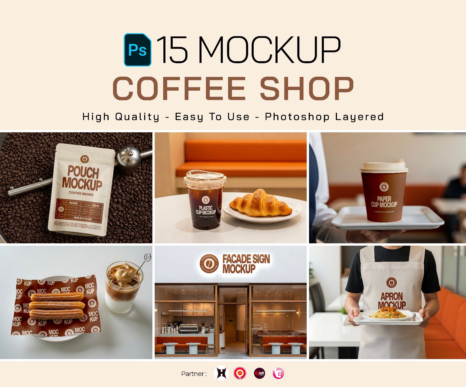 Premium Branding Brown Cafe Coffee Shop Mockup — image 1