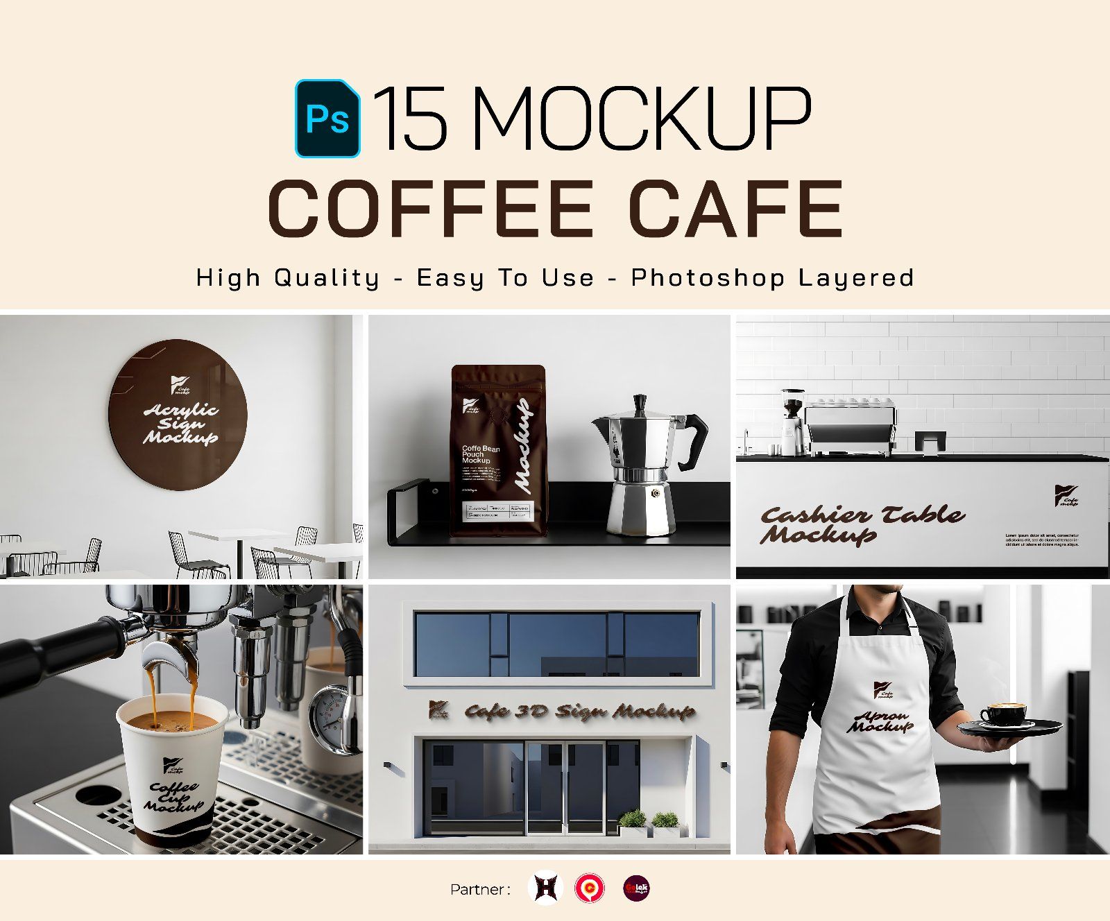 Premium Branding Brown Coffee Cafe Mockup — image 1