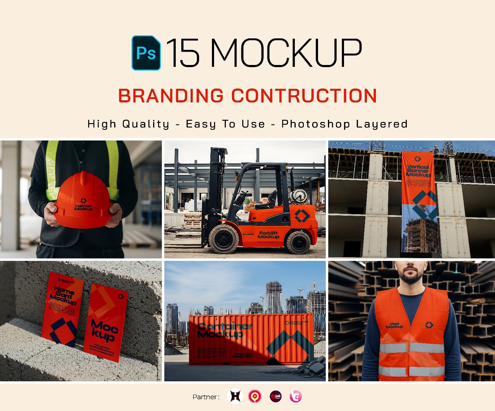 Premium Branding Red Construction Mockup — image 1