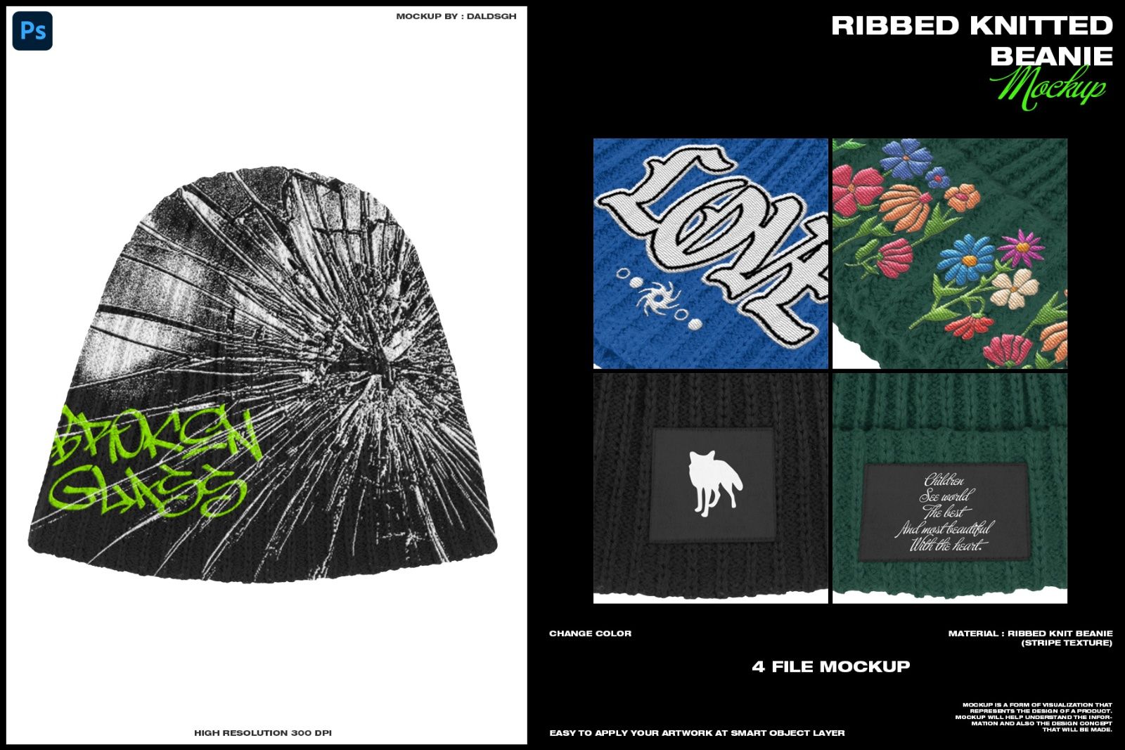 Ribbed Knitted Beanie - Mockup — image 1
