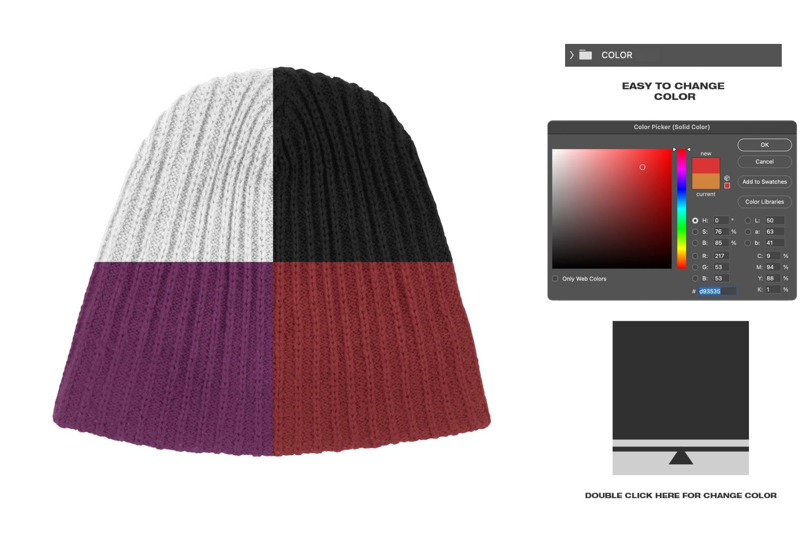 Ribbed Knitted Beanie - Mockup — image 7