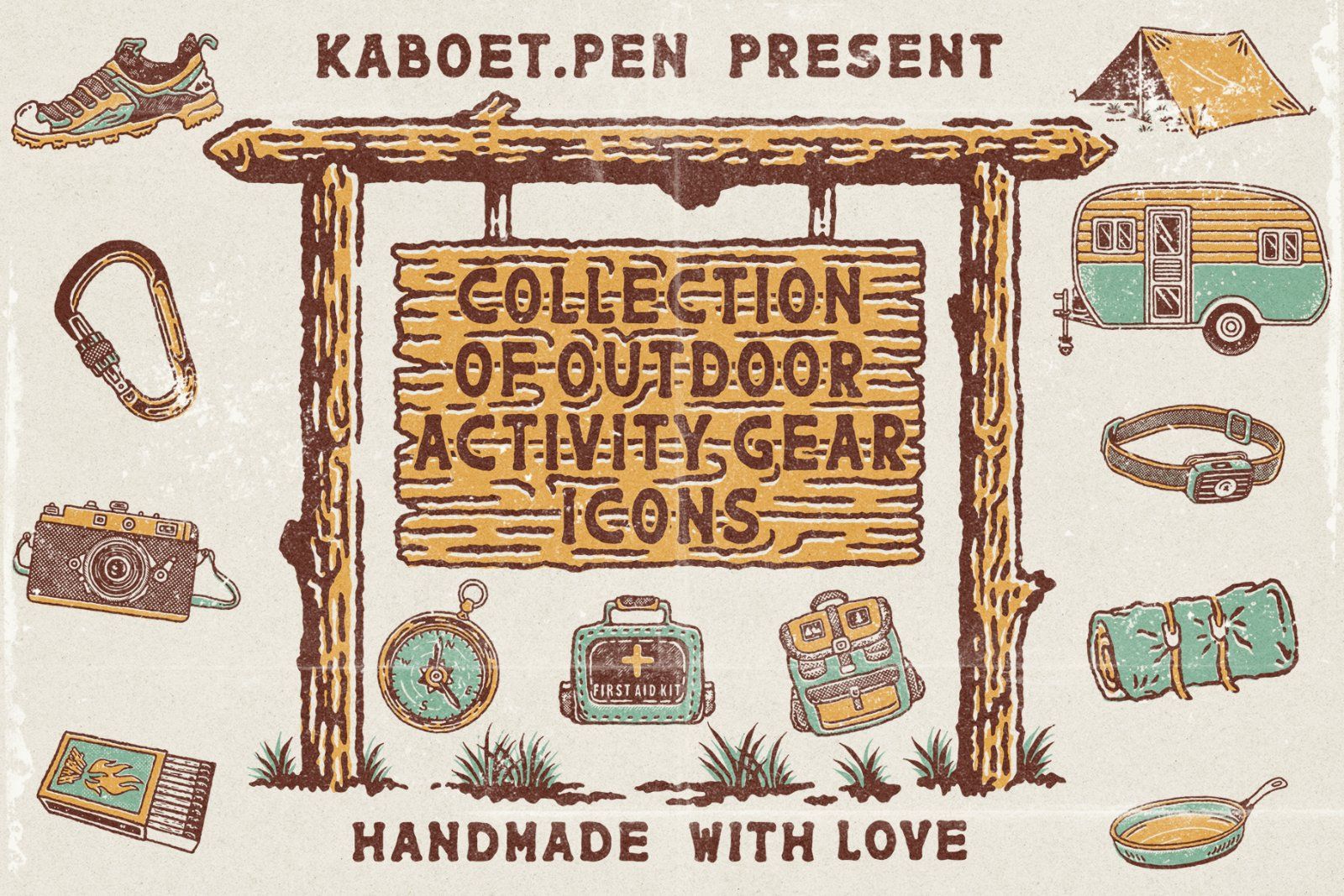 Vintage Outdoor Icon Pack — Hand Drawn Camping & Adventure Gear — image 1