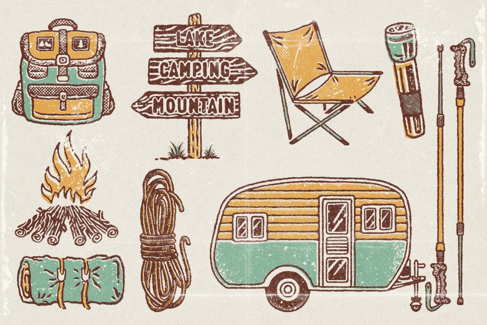 Vintage Outdoor Icon Pack — Hand Drawn Camping & Adventure Gear — image 3
