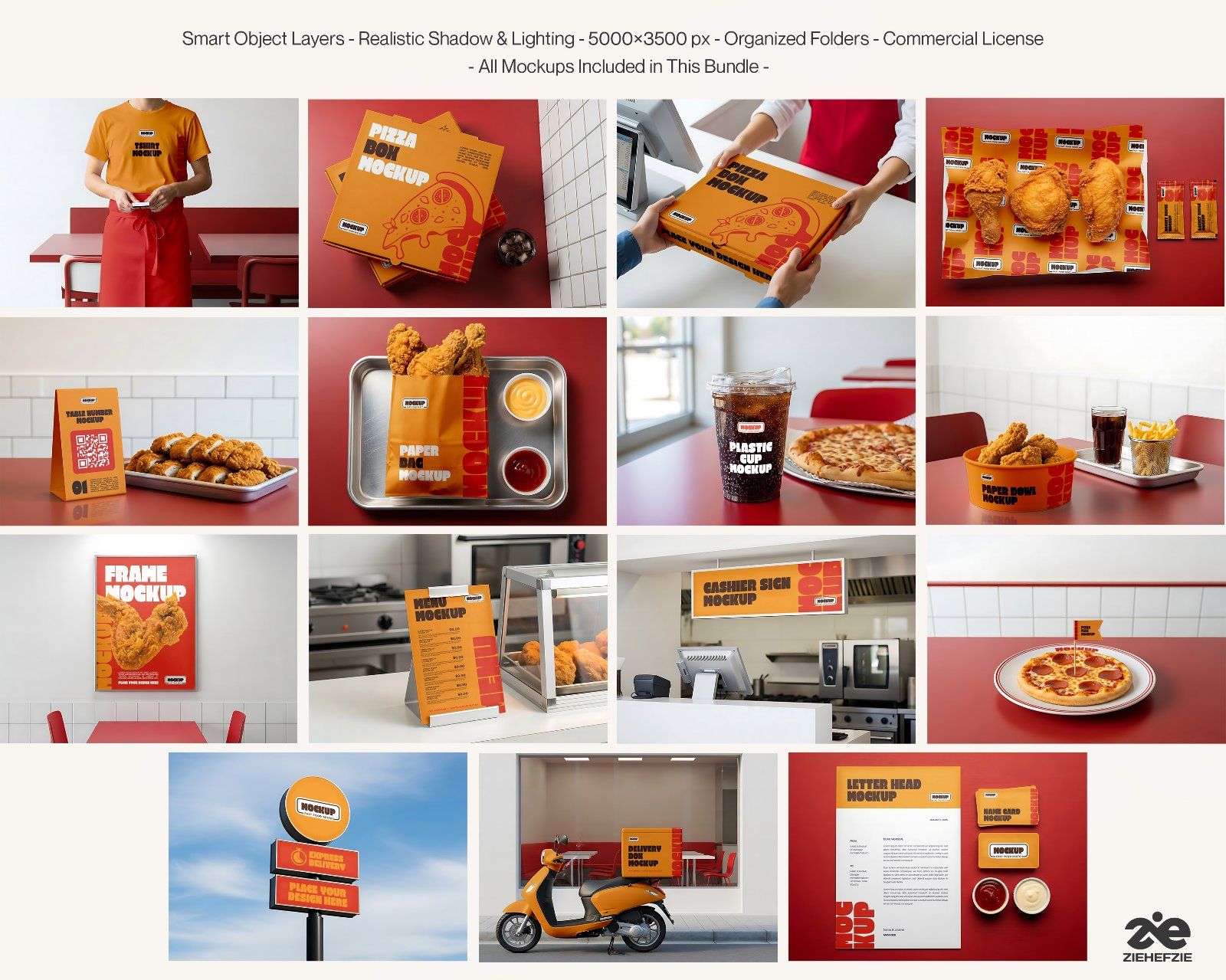 Fast Food Restaurant Mockup Set for Pizza & Fried Chicken Branding. — image 2