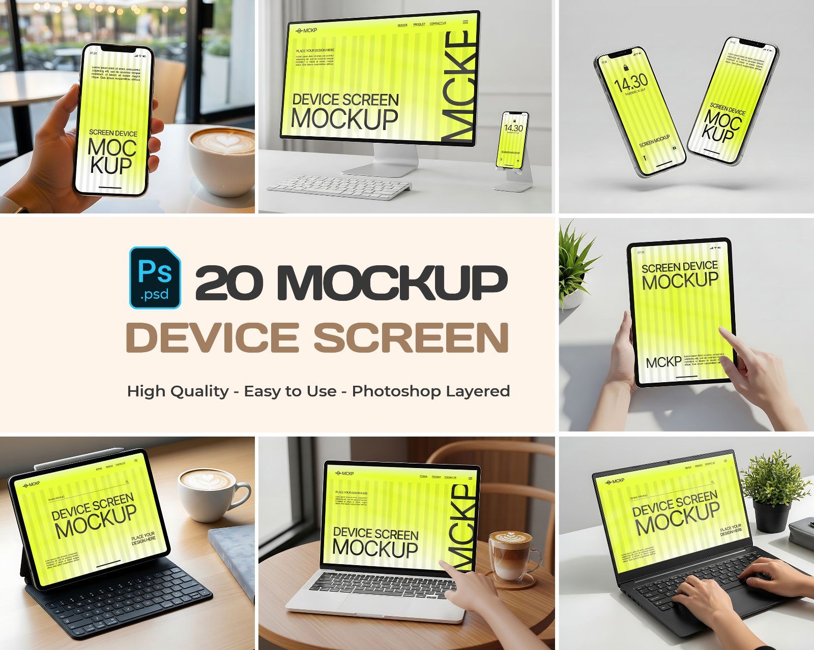 Device Screen Mockup Bundle – 20 PSD Templates for Phone, Tablet & Laptop Designs — image 1