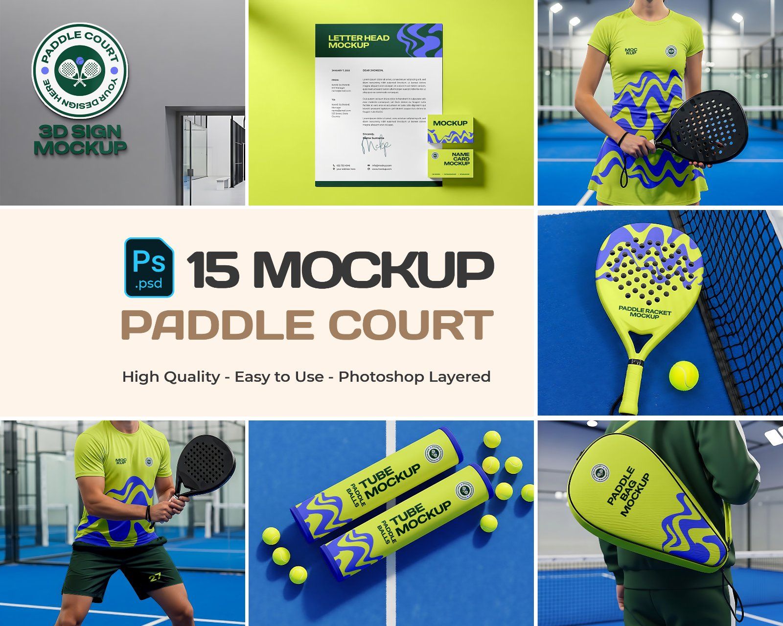 Paddle Court Mockup Bundle – 15 PSD Templates for Sports Branding & Equipment Design — image 1