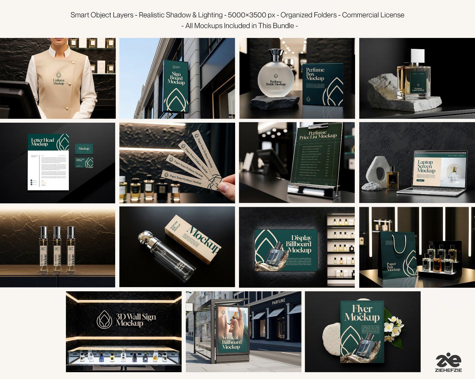 Perfume Brand Store Mockup Bundle PSD – Luxury Fragrance Retail Branding Set — image 2
