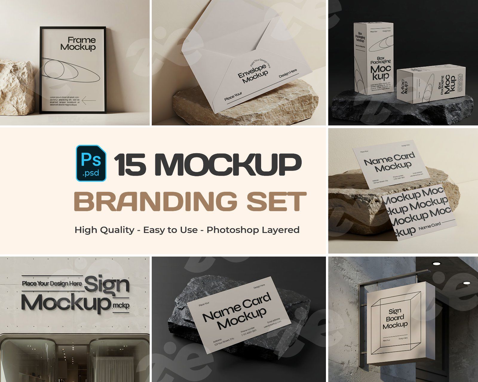 Premium Stone Branding Mockup Bundle — image 1