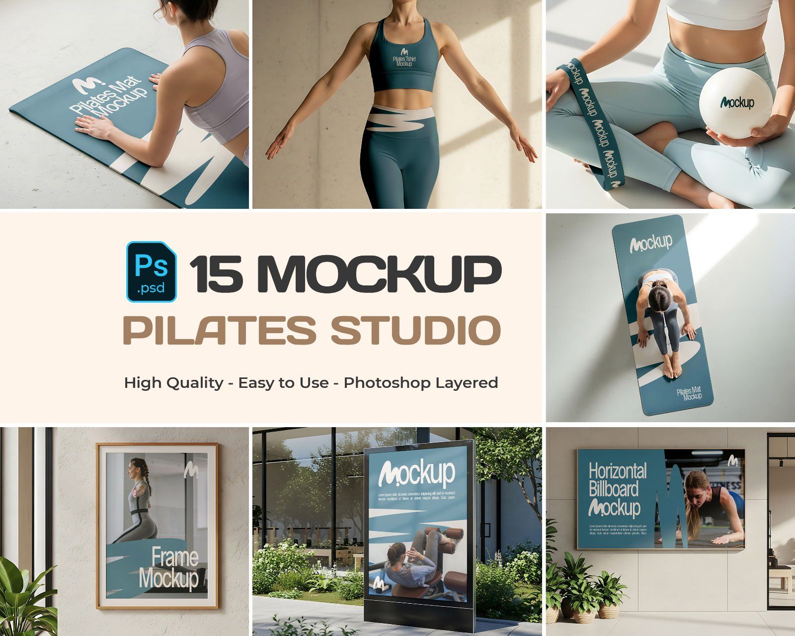Pilates Studio Mockup Bundle – 15 PSD Templates for Fitness & Wellness Branding — image 1