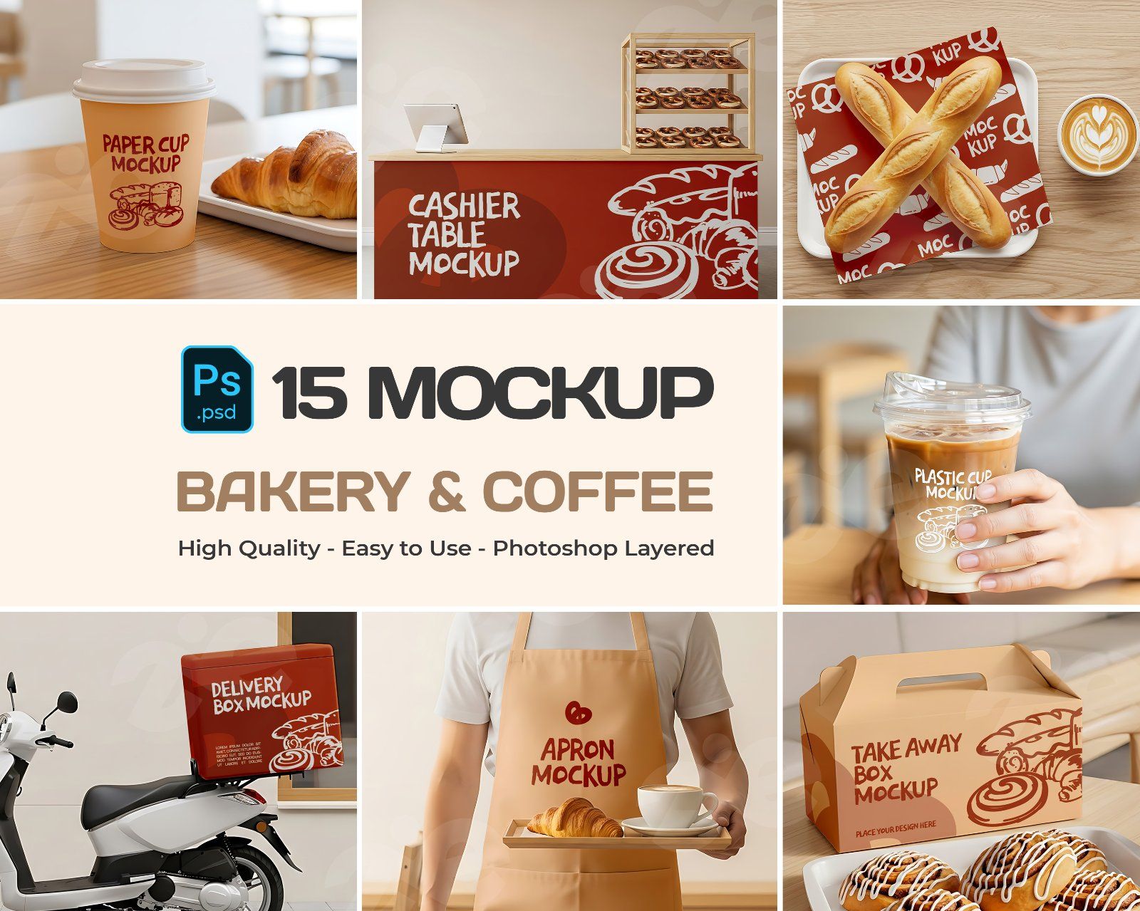 Bakery & Coffee Shop Mockup Bundle – 15 PSD Templates for Café Branding and Packaging Design — image 1