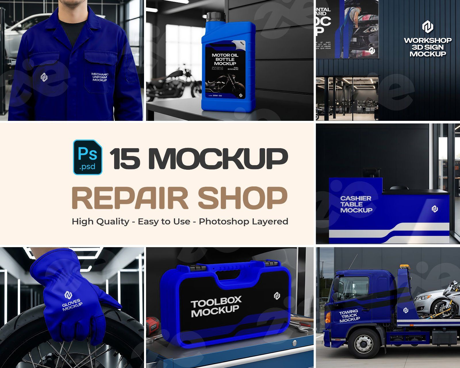 15 Repair Shop Mockup Bundle Mechanic Branding Kit Workshop — image 1