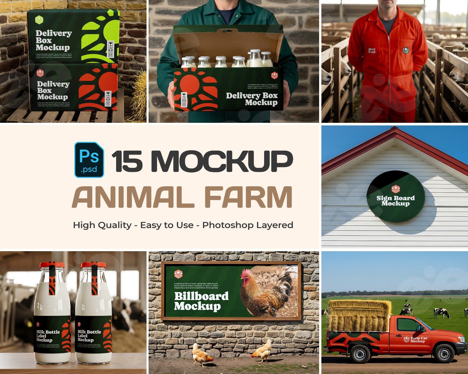 Animal Farm Mockup Bundle – 15 PSD Templates for Dairy, Livestock & Agricultural Branding — image 1
