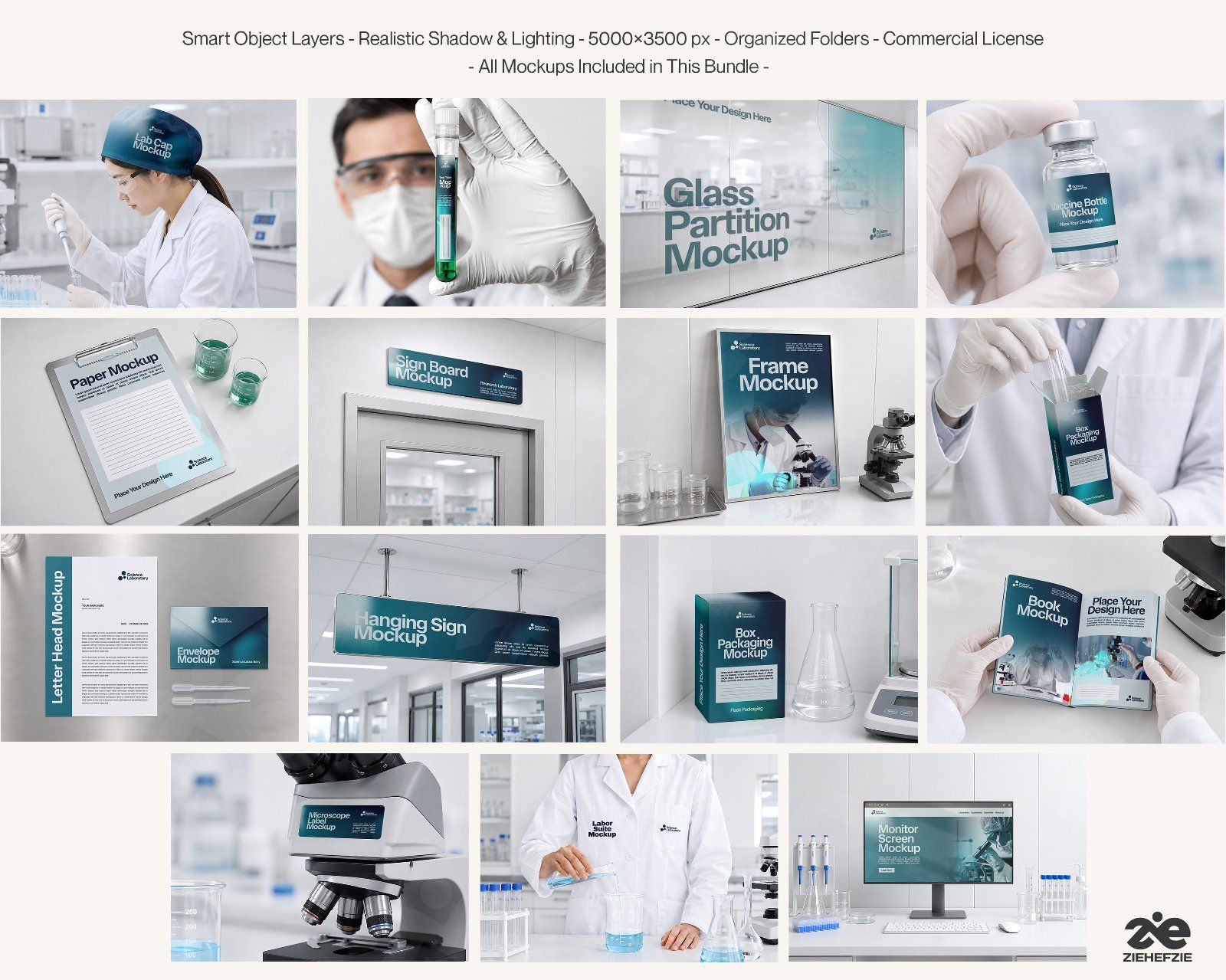 Premium Science Lab Branding Mockup Bundle – 15 Medical PSD Scenes for Pharmaceutical, Healthcare & — image 2