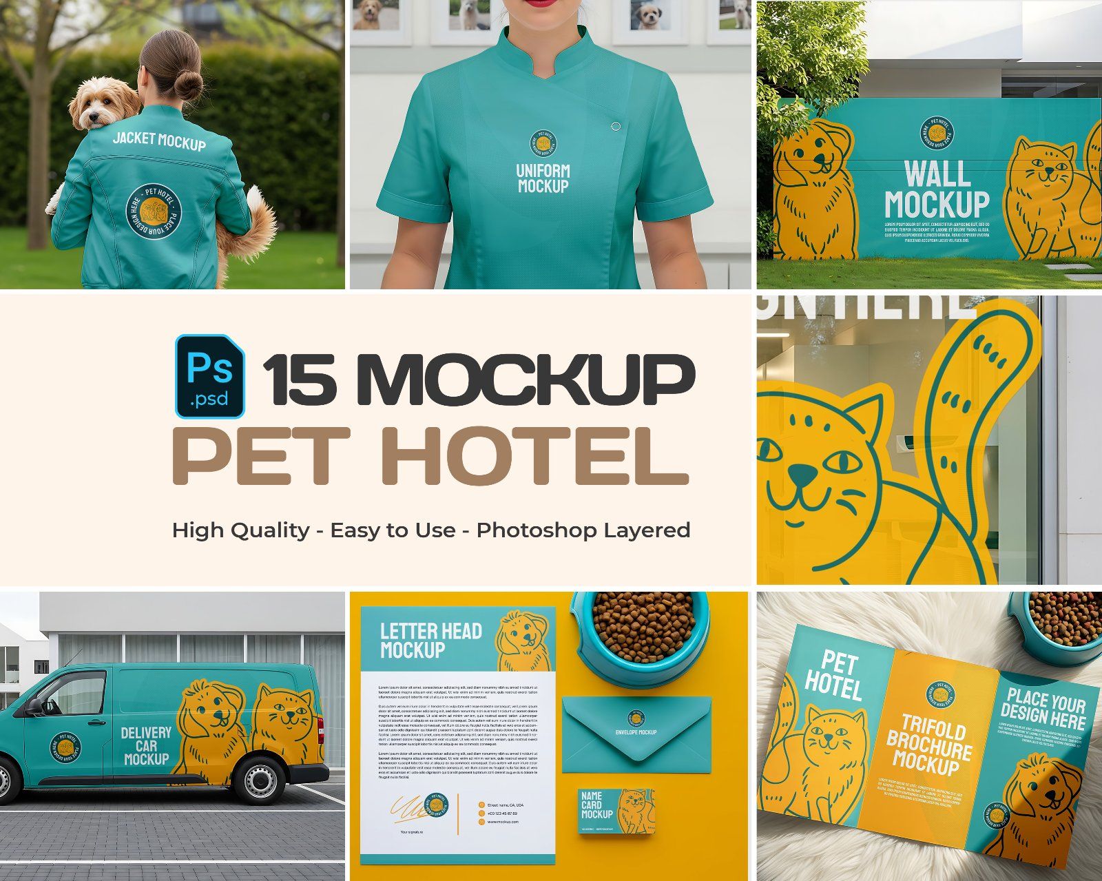 Pet Hotel Mockup Bundle – 15 PSD Templates for Animal Care & Veterinary Branding — image 1