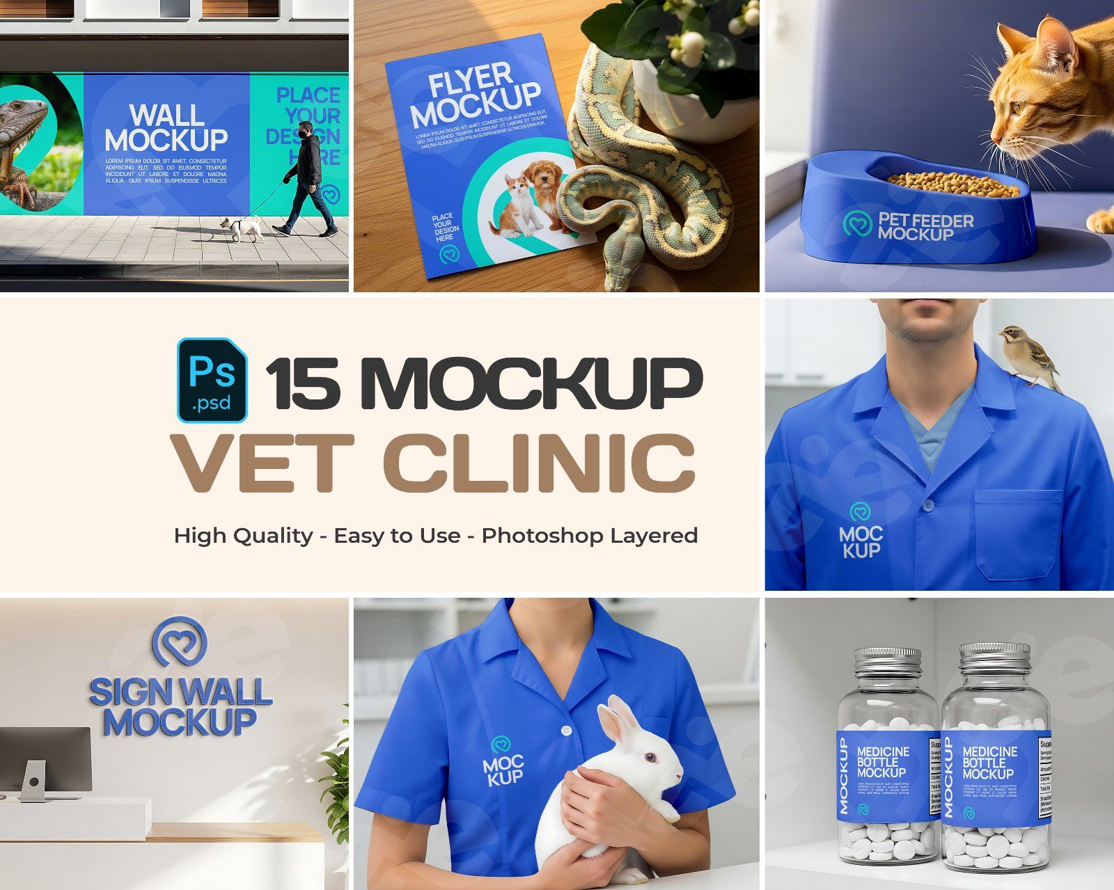 Vet Clinic Mockup Bundle – 15 PSD Templates for Animal Care & Pet Health Branding — image 1