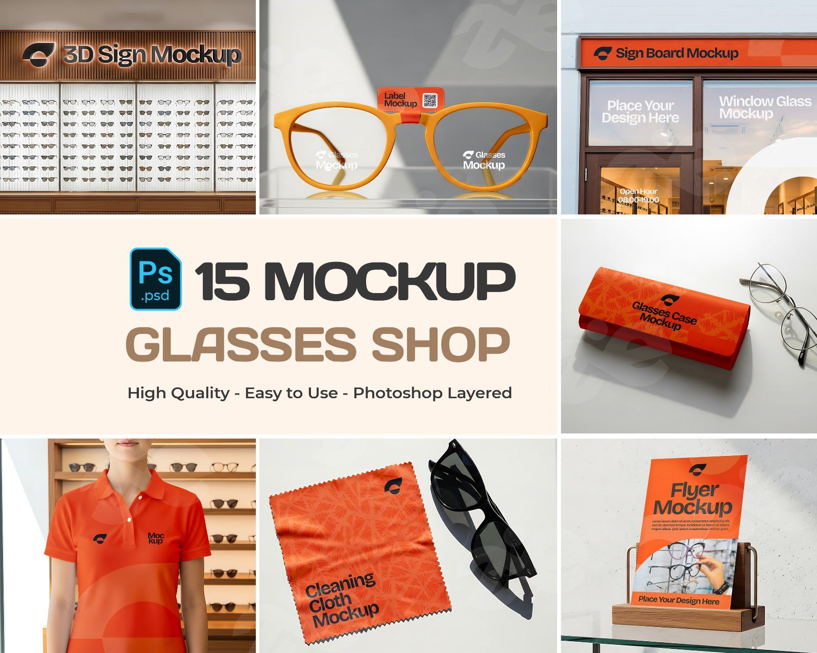 Glasses Shop Mockup Bundle - 15 PSD Templates for Eyewear Branding & Store Display — image 1