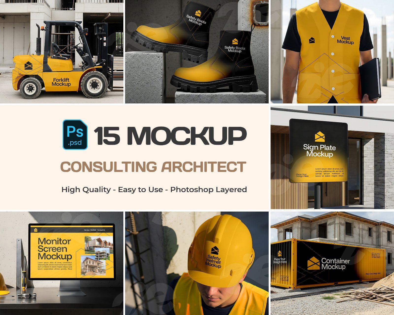 Consulting Architect Mockup Bundle – 15 PSD Templates for Construction & Industrial Branding — image 1