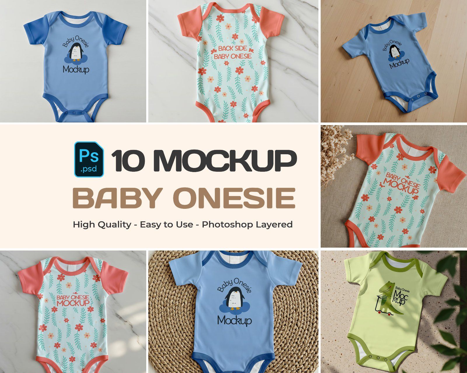 10 Premium Onesie Baby Clothes Mockup — image 1