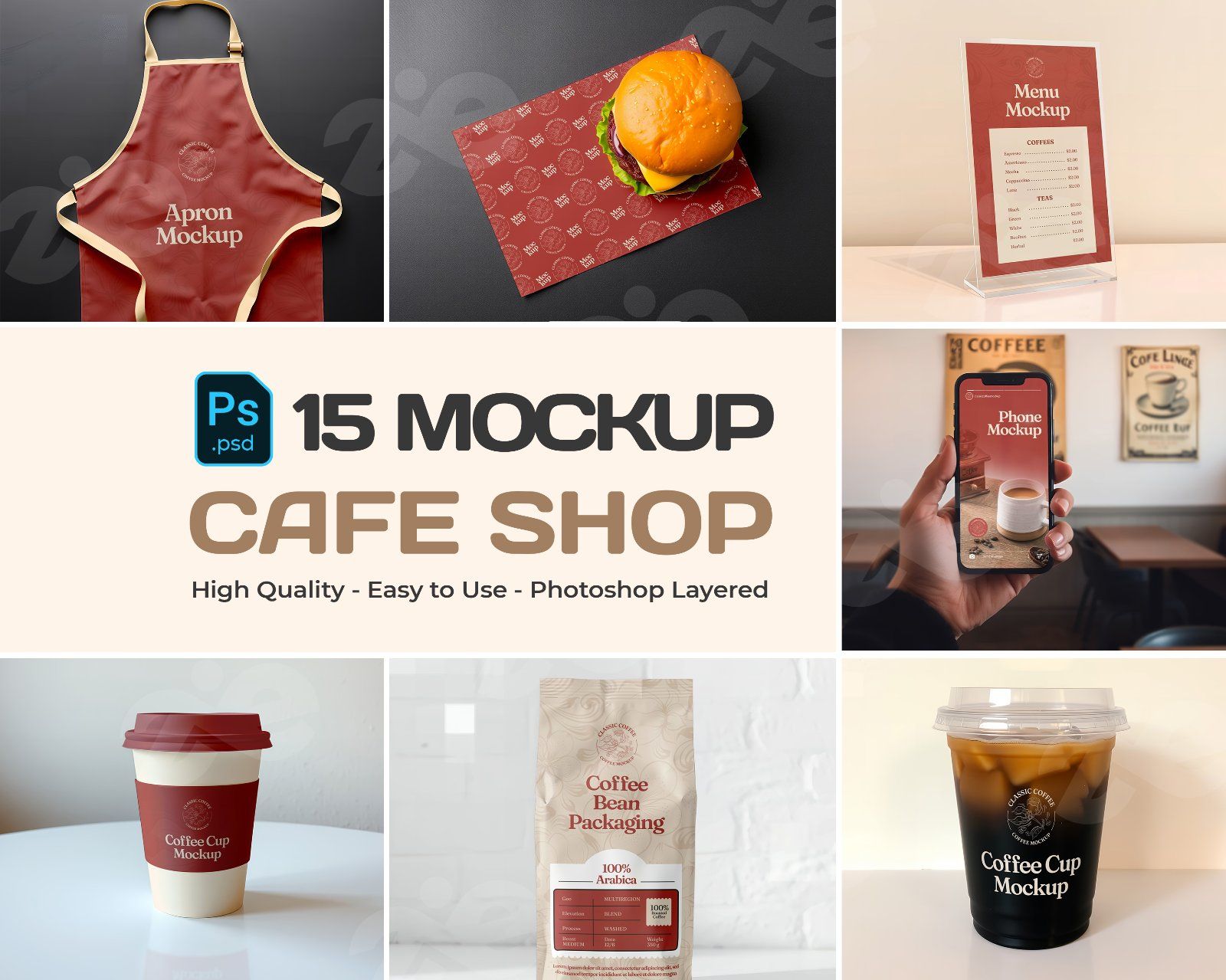 15 PSD Premium Cafe Shop Branding Mockup Template — image 1