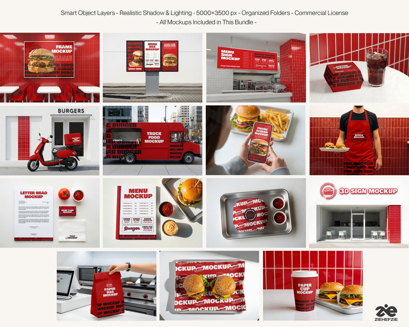 Burger Restaurant Branding Mockup Bundle | 15 Premium PSD Mockups | Fast Food Packaging & Menu Mocku — image 2
