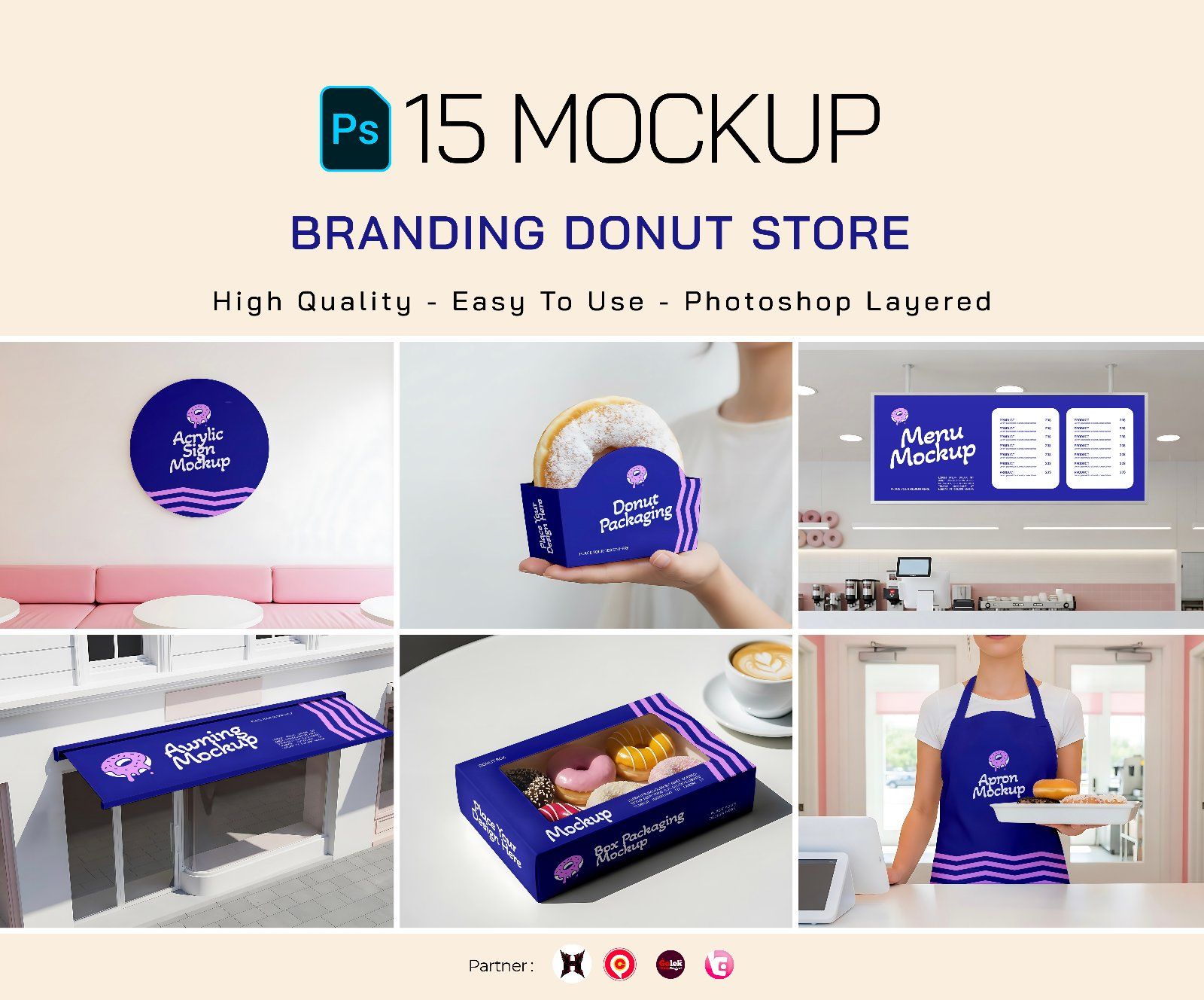 Premium Branding Blue Donut Store Mockup — image 1