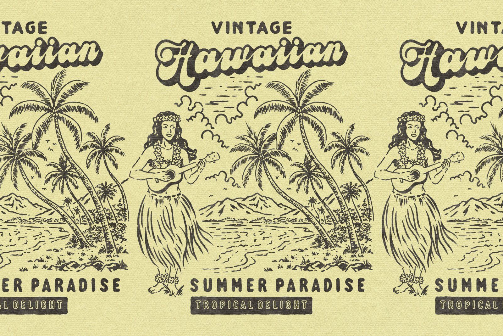 Vintage Hawaiian Summer Paradise Vector Illustration — image 1
