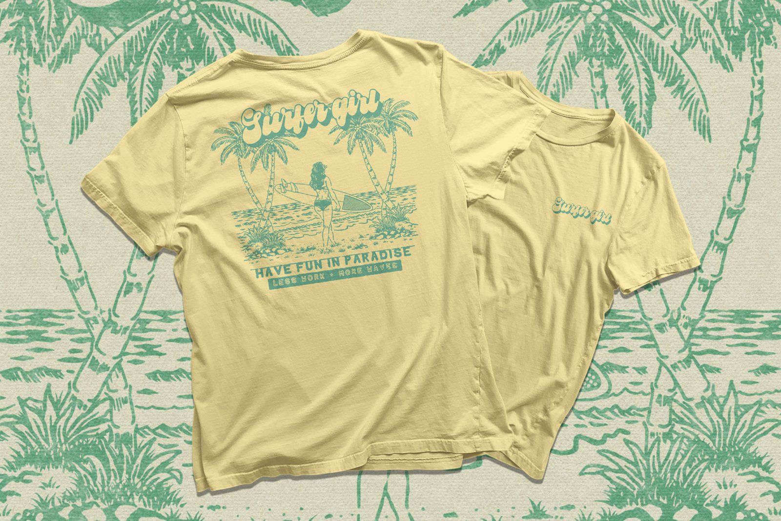 Classic Surfer Girl Illustration – Beach Paradise — image 2