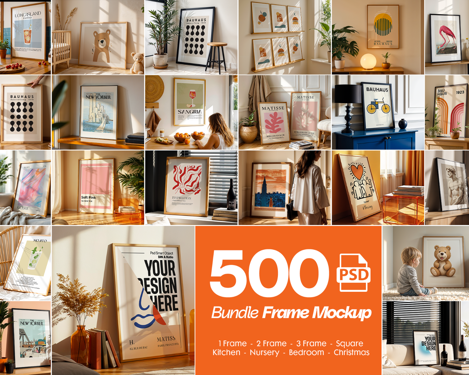 500+ Wall Art Frames Mockup PSD Bundle Set (Digital Download) — image 1