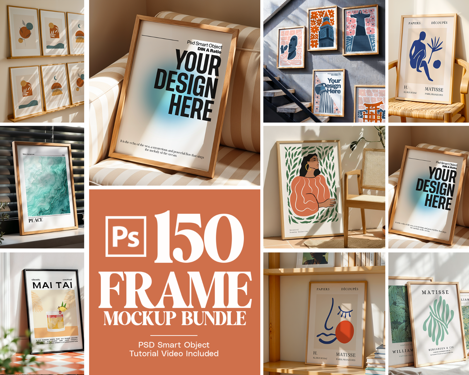 150 Poster Frame Mockup PSD Bundle, Wall Art Display , Din A Ratio — image 1