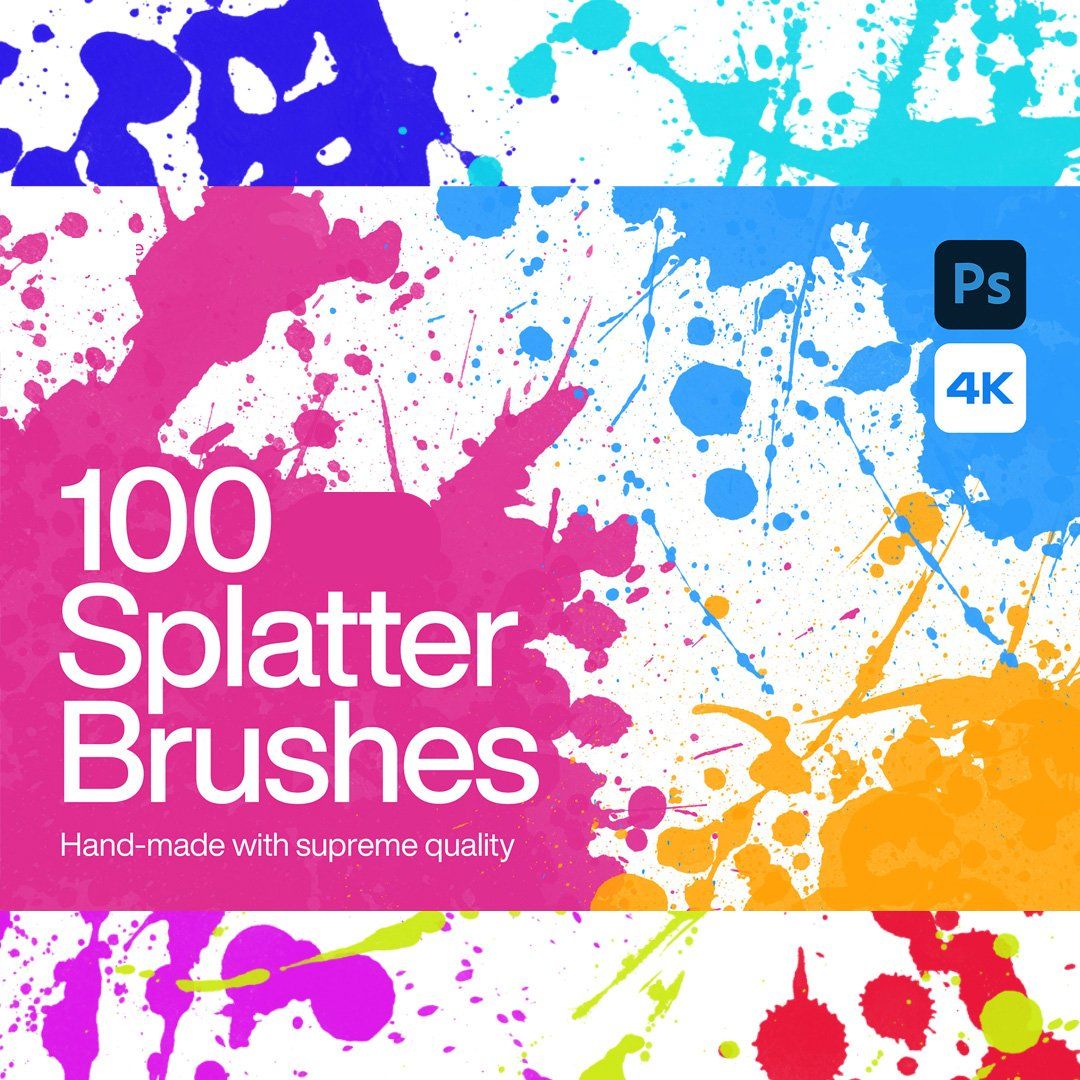 100 Realistic Splatter Photoshop Brushes - Splatter Brushes Download - Splatter Canvas - Photoshop — image 1