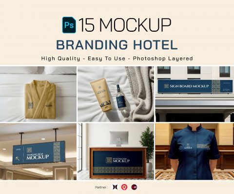 Premium Branding Blue Hotel Mockup V2