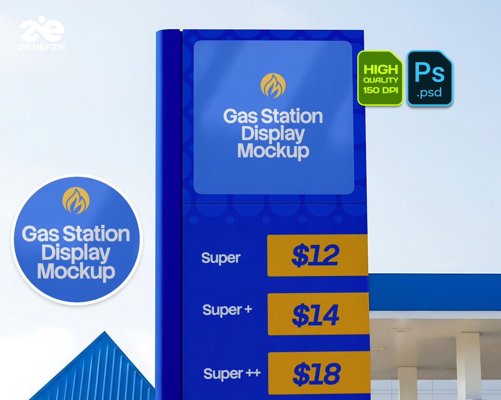 Gas Station Branding Mockup Bundle Vol.2 – 15 Premium PSD | Fuel Pump, Display Board, Uniform & Tank — image 3