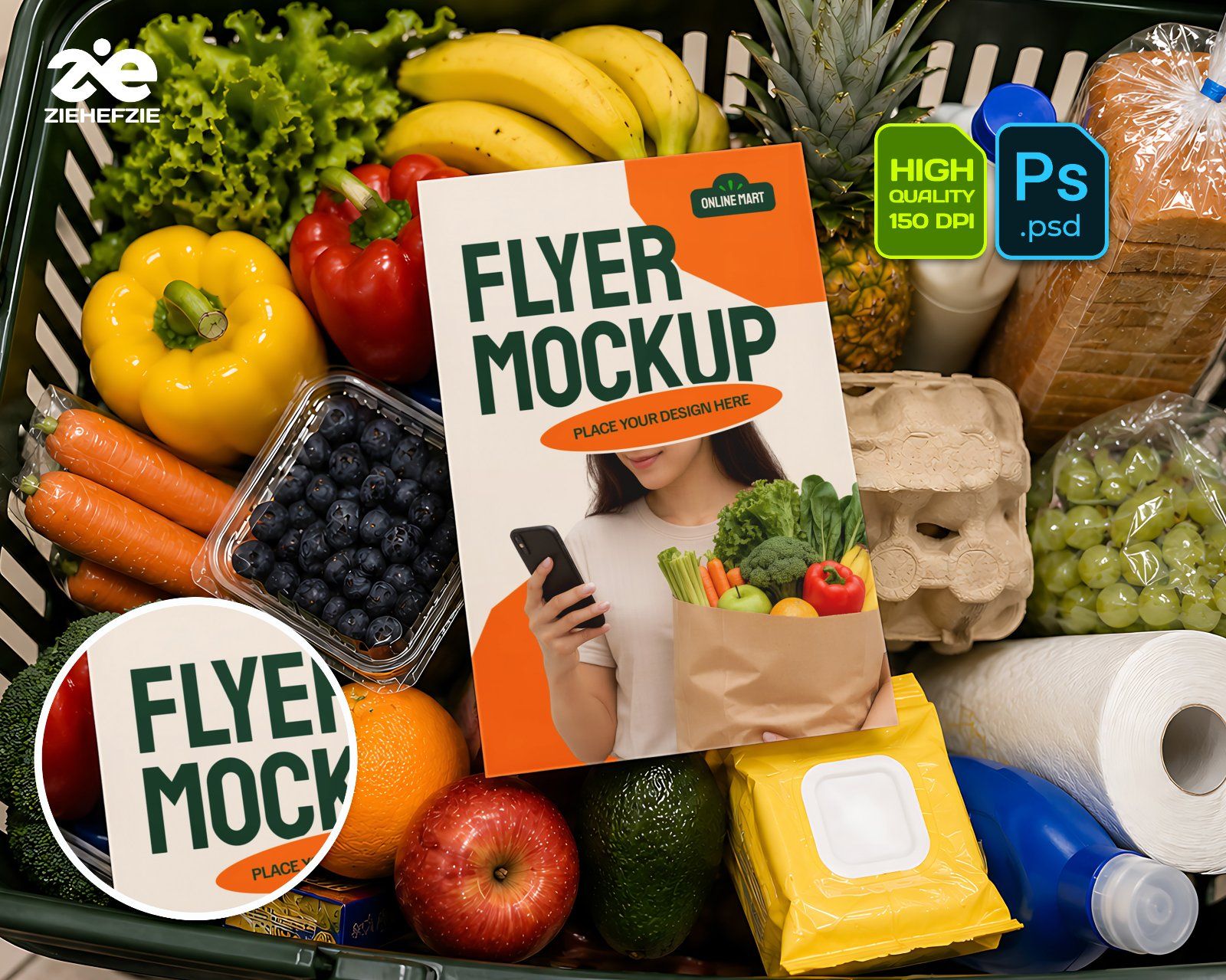 Premium Online Groceries Branding Mockup Bundle – 15 Fresh PSD Scenes for Supermarket Delivery — image 3
